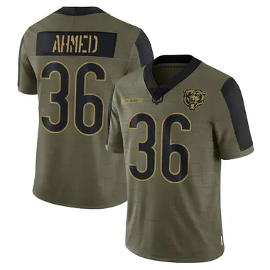 Salvon Ahmed Men's Limited Olive Chicago Bears 2021 Salute To Service Jersey
